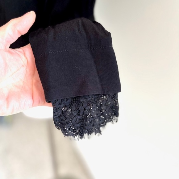 Wayf Black Long Sleeve Shirt with Lace Trim and Open Back NWT - Picture 7 of 8